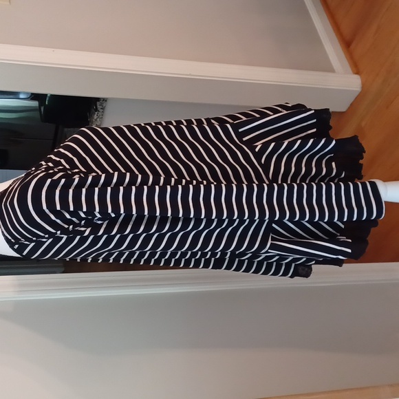 Free People Tangerine Black White Striped Oversized Peplum Top M - Picture 6 of 15